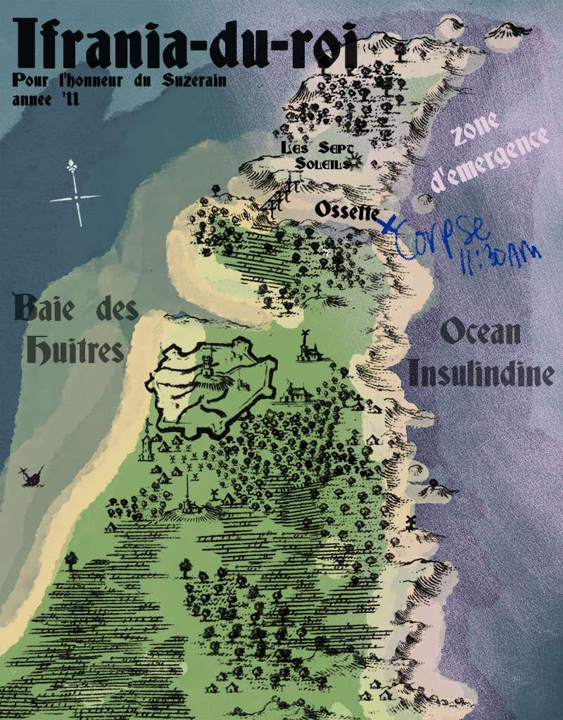 Map of the Valènce Peninsula, marked up by hand, showing where the corpse was discovered.