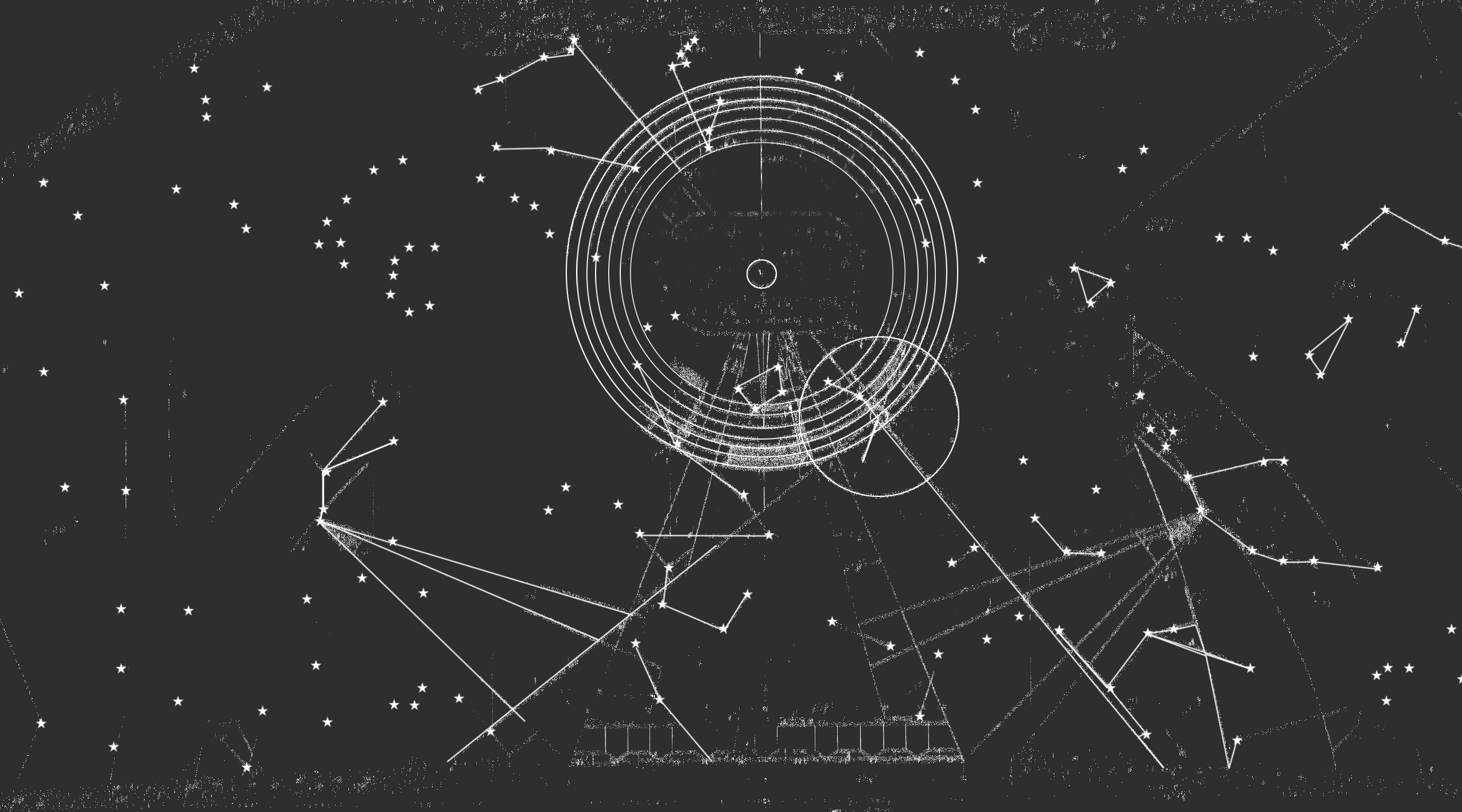 Dr. Redacted presents his theory by tracing a star chart over the etching. The lines and circles appear to match pretty well.