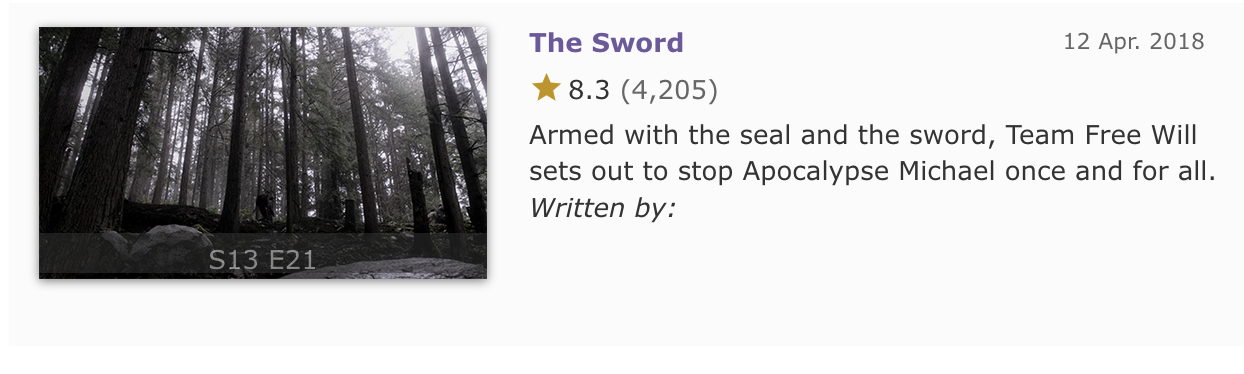 IMDb episode summary screenshot for 13x21